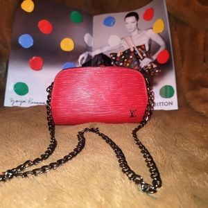 Louis Vuitton, Bags, Louis Vuitton Epi Dauphine Jaune Red Clutch Toiletry  Crossbody Bag Authentic